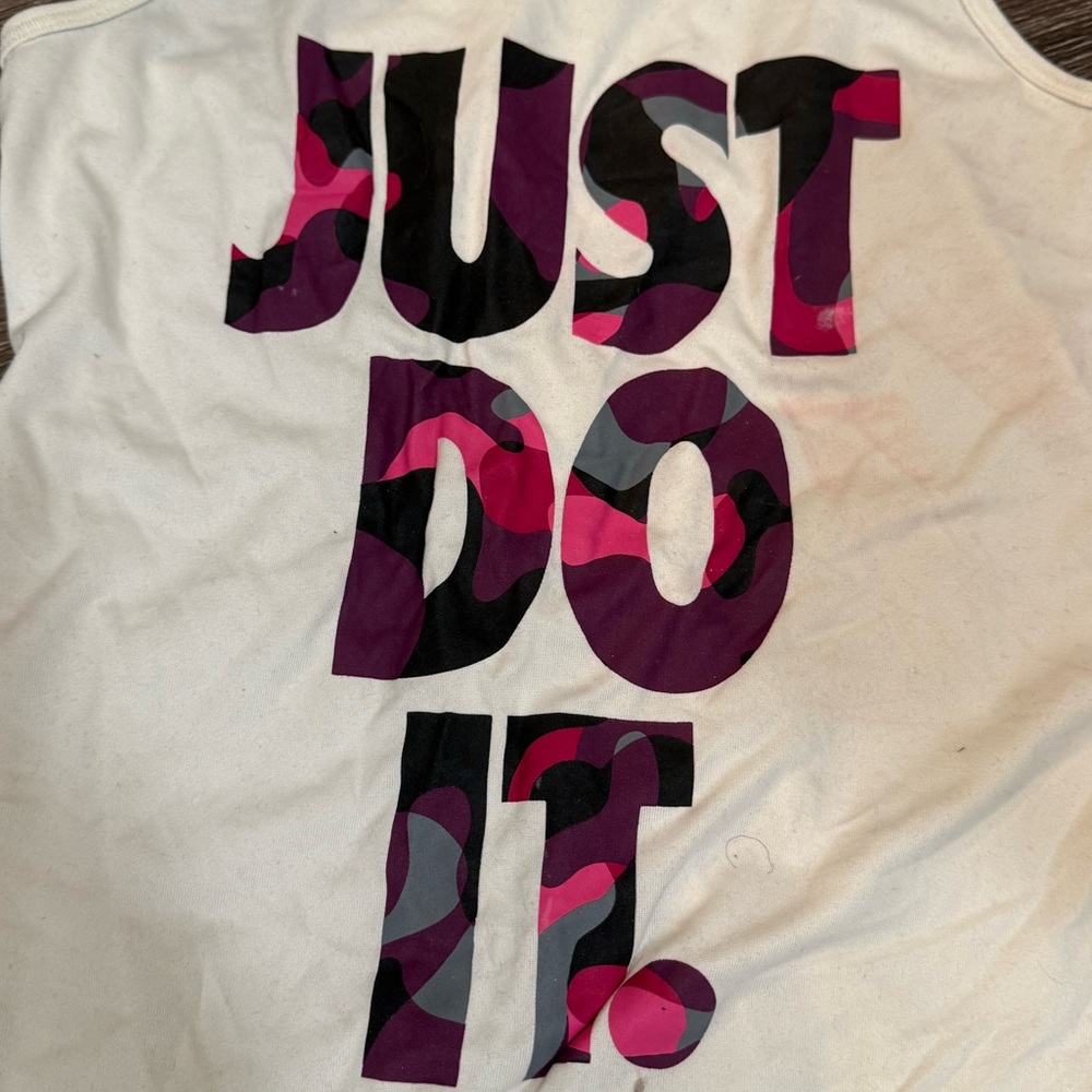 Nike White Tank Top with Pink and Black Graphic - Picture 2 of 8